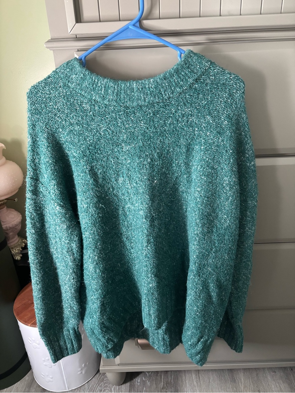Old Navy Teal Bouclé Crewneck Sweater